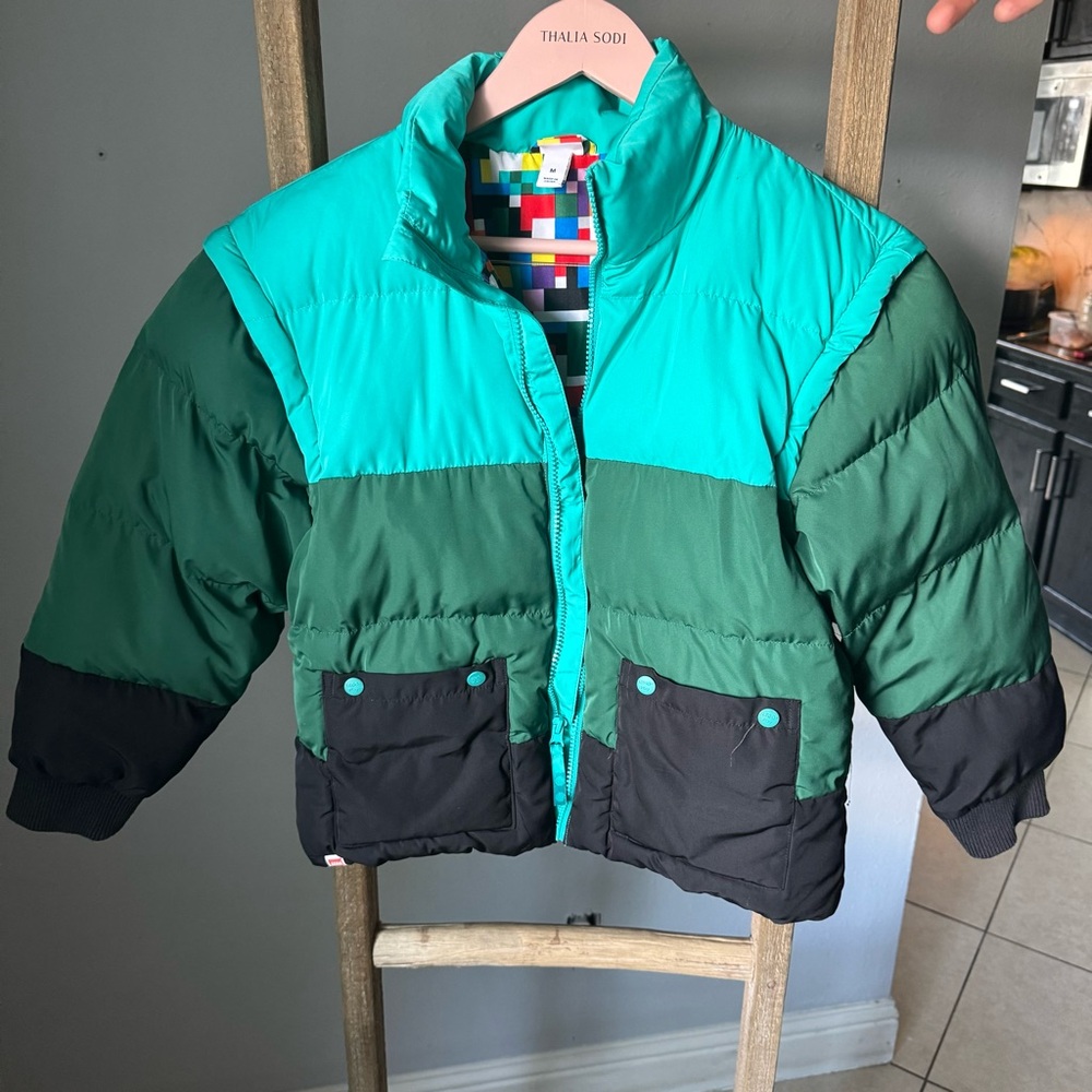 Kids Green and Black Puffer Jacket Lego